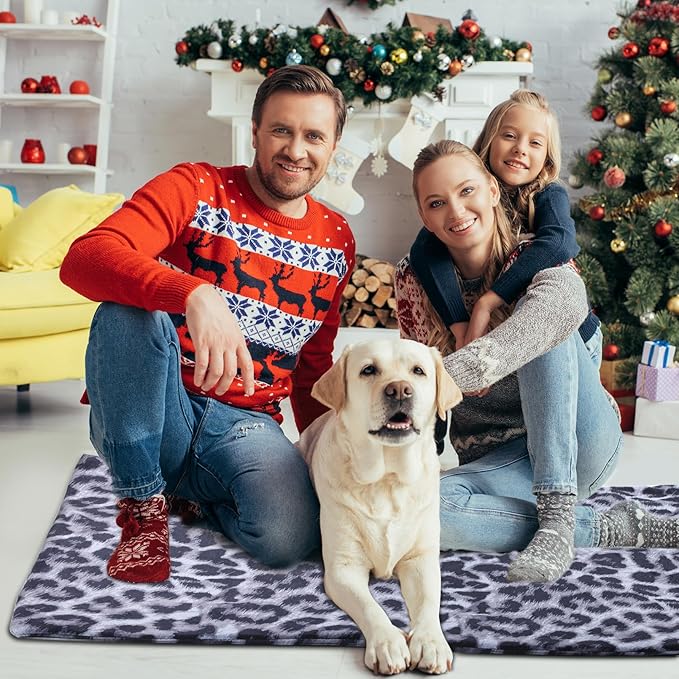 Tikaton MET Certified Pet Heating Pad, 2024 New Upgrade Heated Cat Bed Indoor with Auto Shut Off Timer, 6 Temperature Adjustable Pet Heating Pads (XL: 47" x 28", BlackLeopard)