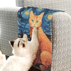 3-in-1 Sisal Cat Scratch Mat 23.6x15.7'' Floor & Wall Cat Scratcher Pad, Protects Carpet Couch & Furniture with Sticker Tape, Anti-Slip, Durable for Indoor Outdoor Cats (Ginger Cat Under The Stars)