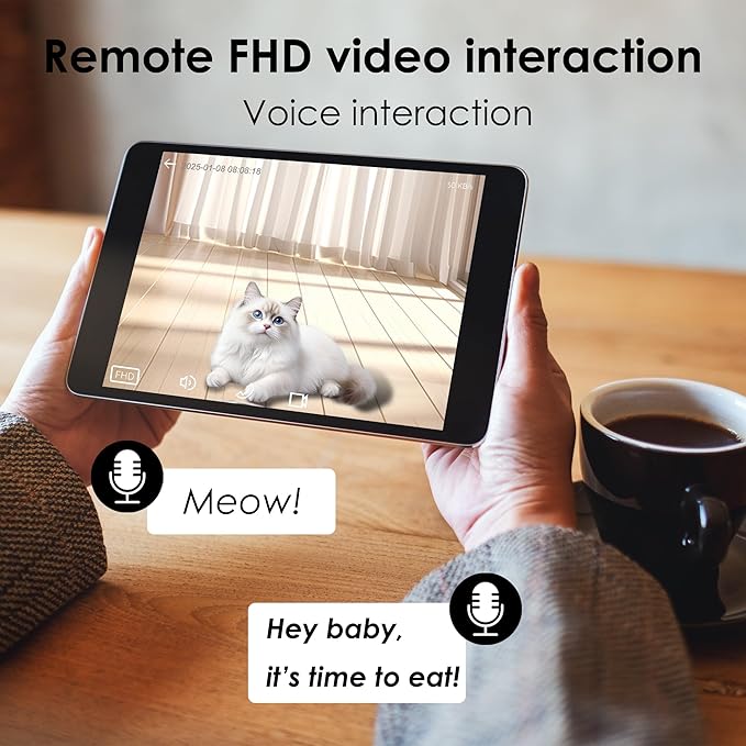 Automatic Dog Feeder with Camera, Ultra Clear Video Night Vision, APP Control, Two-Way Voice Interaction. Large Capacity Food Storage, Picture Motion Detection, Timing Feeding (5L-Single-Bowl)