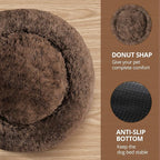 JOLLYVOGUE Calming Dog & Cat Bed for Small Dogs, Anti-Anxiety Donut Cuddler Cozy Soft Round Bed with Anti-Slip Bottom, Fluffy Faux Fur Plush Cushion Beds for Small Medium Dogs (20")