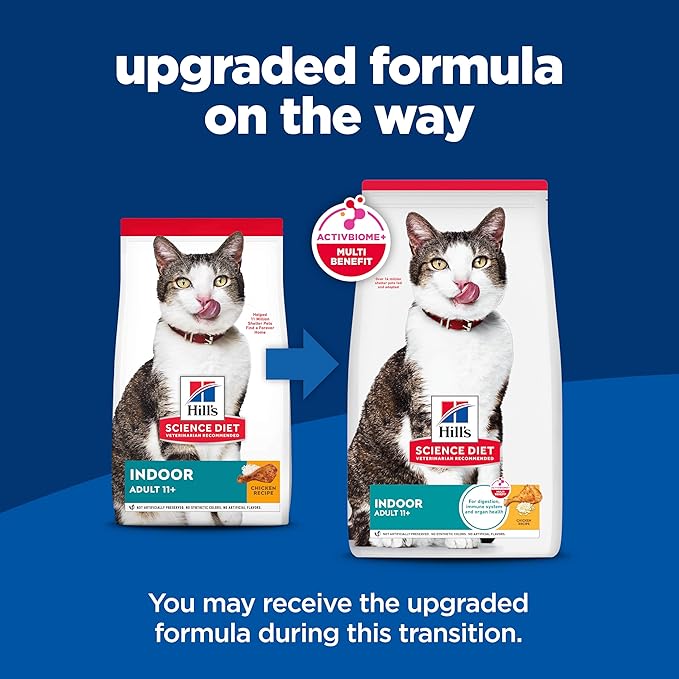 Hill's Science Diet Indoor, Senior Adult 11+, Easy Litter Box Cleanup, Dry Cat Food, Chicken Recipe, 3.5 lb Bag