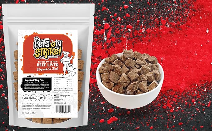 Freeze Dried Beef Liver for Dogs & Cats – Single Ingredient Dog Treats – USA Sourced & Made – High Protein, All Natural, Grain Free – Raw Freeze-Dried Training Treats (3oz)