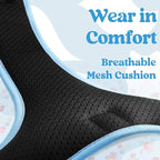 rabbitgoo Dog Harness Medium Sized, No Pull Pet Harness with 3 Buckles, Adjustable Soft Padded Vest with Control Handle, Walking Reflective Pet Vest for Medium Dogs, Floral Blue, M