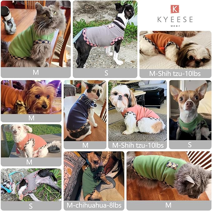 KYEESE 2Pack Dog Shirt Pullover Sweatshirt Stretchy Vest Soft T-Shirt Fleece Coats Lightweight Clothes Sweater for Small Dogs, Navyblue+Green, Large