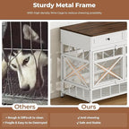 IRONCK 44 inch Large Dog Crate Furniture, Wooden Dog Kennel with Storage Drawers for Medium/Large Dogs, Decorative Dogs Kennel Indoor, White and Walnut