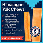 100% Natural Yak Cheese Himalayan Made Dog Chews All Breeds - Lactose Free Yak Chew for Small Medium & Large Dogs - Dental Cleaning Dog Chews for Aggressive Chewers - Long Lasting Odor & Gluten Free