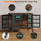 EasyCom 33"/27" Dog Crate Furniture with Name Tag, Heavy Duty Dog Kennel Indoor for Medium and Small Dogs, Double-Doors Sturdy Metal Dog Cage, Decorate House as TV Stand, End Table, Bedside Table
