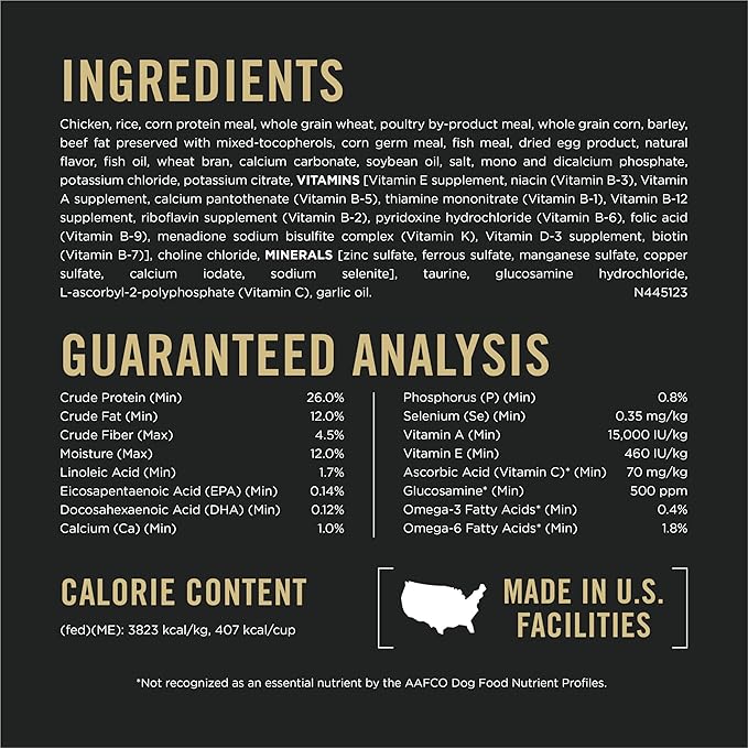 Purina Pro Plan High Protein, Digestive Health Large Breed Dog Food Dry, Chicken and Rice Formula - 18 lb. Bag