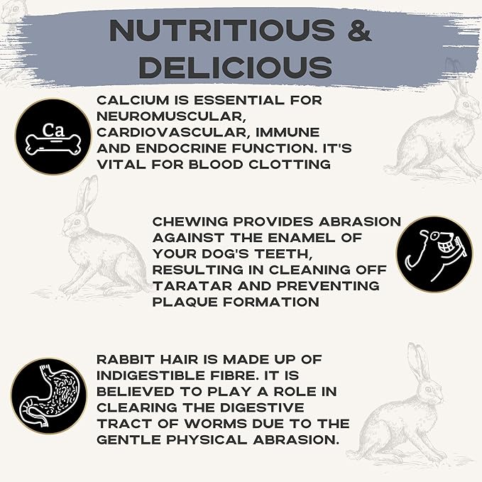 JACK'S PREMIUM Rabbit Ear Treat -Dehydrated Dog and Cat Treats - Whole Rabbit Ear with Fur - Single Ingredient - High Value