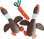 Dog Toy Bundle – 2 Durable Plush Squeaky Goose Toys + 1 Carrot Rope Chew Toy – Interactive Play Set for Small & Medium Dogs