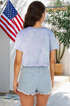 Womens Summer Crop Tops Short Sleeve Round Neck T-Shirts Loose Fit Casual Blouse