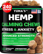 Hemp Calming Chews for Dogs - 240 Treats - Advanced Dog Calming Chews - Anxiety Relief Supplement Treats with Melatonin - Sleep Aid for Separation, Barking, Stress, Hip and Joint Support Made in USA