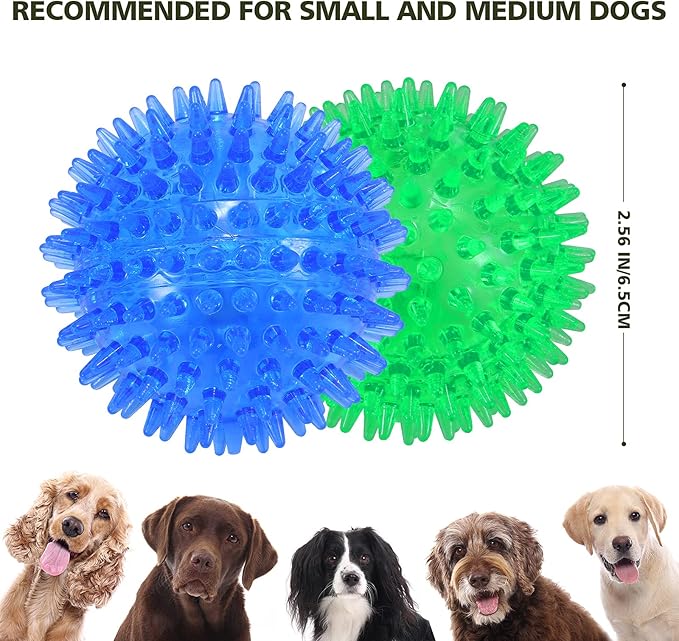 petizer Dog Toy Balls, 3-Pack Squeaky, Floating, Spiky, Interactive Fetch, Chew for Small Medium and Large Dogs, Waterproof, 2.5/3.5in