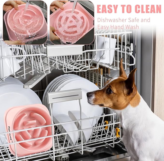 Slow Feeder Dog Bowls for Healthy Eating, Non-Slip and Anti-Choking Design, Reduces Bloating & Overeating for Medium Dogs and Cats, Easy to Clean