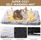 4 Pack Self Warming Cat Bed Pad Self Heating Cat Dog Mat with Fluffy Faux Fur Plush Cat Calming Bed Thermal Cat Mat Washable Pet Pad Anti Slip Bottom for Outdoor Indoor Pets(Grey,19 X 29)
