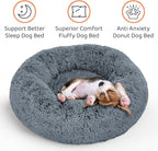 Donut Dog Bed - Premium Comfort for Anxiety Relief - Fluffy & Calming Design with Ultra-Plush Support | Cozy Round Dog Bed with Super Soft Circle Style (Size S Dark Grey)