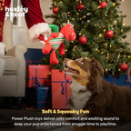 Huxley & Kent Funny Dog Toy w/Squeaker – Holiday Power Plush Squeaky Dog Toys for Small, Medium & Large Dogs – Soft Stuffed Animal for Indoor Play & Fetch - Snowball Dragon, Small