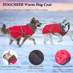 Dogcheer Dog Coat, Christmas Dog Jacket Waterproof Puppy Winter Coat for Cold Weather, Reflective Pet Snow Jacket Warm Turtleneck Fleece Sweater for Small Medium Large Dogs - Red, S