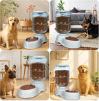 Kenond Automatic Dog Feeders, Gravity Pet Food Dispenser, Large Cat Dogs Water Bowl, 3 Gallon