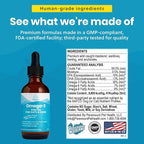 Wild-Caught Omega 3 Fish Oil for Dogs & Cats, Liquid EPA DHA Supplement for Skin, Coat, Joints & Heart, Low-Odor Omega 3 Drops for Small Dog Breeds & Cats with Itchy Skin, 2 oz