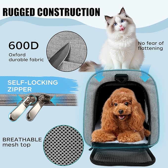 Carriers Soft-Sided Large Pet Carrier for Cats Dogs Small Animals Up to 35Lbs,Top Load Carrier,Ventilated Design,Portable Cat Carrier Airline Approved(X-Large, Grey)