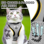 PUPTECK Cat Harness and Leash Set Escape Proof Reflective Cat Walking Harness Adjustable Soft Breathable Mesh Vest for Small Pets, Grey, S