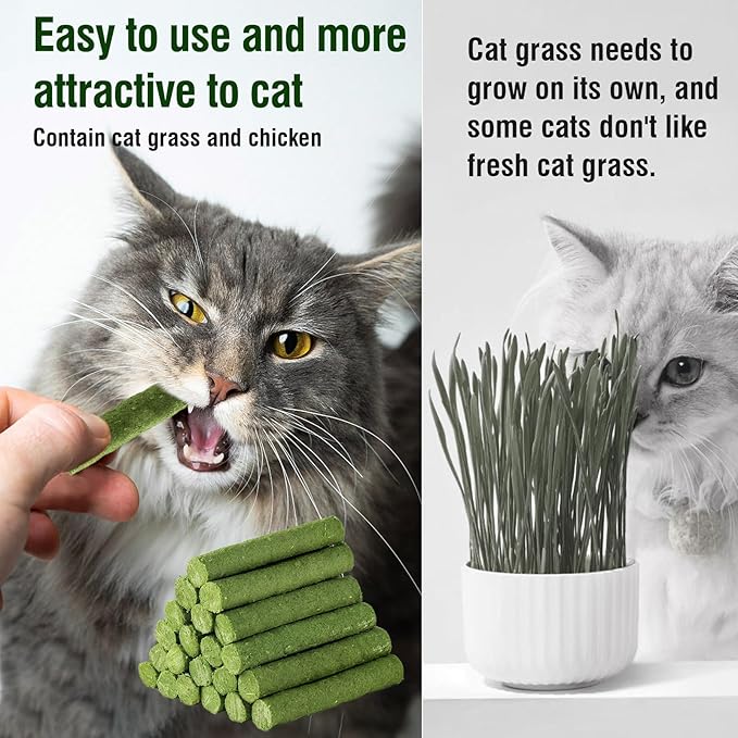 120g/4.23oz Cat Grass Teething Stick Hairballs,Chew Sticks for Cats,Catnip Toys Sticks Indoor Kitten Chew Stick