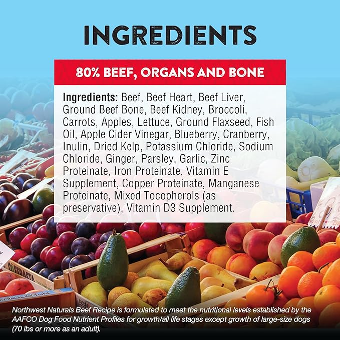 Northwest Naturals Freeze-Dried Beef Dog Food - Bite-Sized Pieces - Grain-Free, High-Protein, Raw Diet, Human-Grade, Limited Ingredients, All Natural, Nutrient-Dense, Healthy & Nutritious - 12 Oz