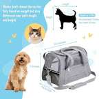 Expandable Cat Carrier for Travel, Soft-Sided Pet Carrier for Cats and Small Dogs, Airline Approved, Comfortable & Breathable Cat Carrying Bag with Adjustable Strap for Daily Use & Airplane(Gray)