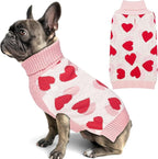 KYEESE Dog Sweater with Leash Hole Dog Sweaters Red HeartPet Sweater,XL