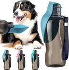 Portable Dog Water Bottle with Bowl, Leak Proof, Convenient for Walking, Hiking and Camping (Gray Blue, 27oz)