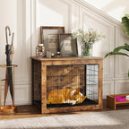 PETSITE Dog Crate Furniture for Small/Medium Dogs, 33" Indoor Pet House Side End Table w/Cushion, Double Doors, Heavy-Duty Chew-Resistant Wood Metal Dog Kennel up to 45 LBS (33 x 22 x 25.5 Inches)