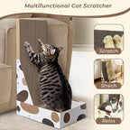 ComSaf Cat Scratching Board, Vertical Cat Scratcher for Indoor Cats, L Shaped Cat Wall Scratcher, Cardboard Cat Scratch Pad Lounger with Box Collecting Scraps, Protect Furniture Couch