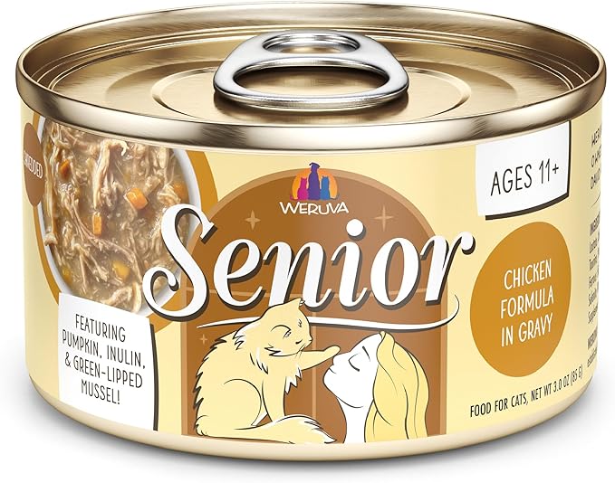 Weruva Senior Cat Food, Chicken in Gravy, 3oz Can, Pack of 12
