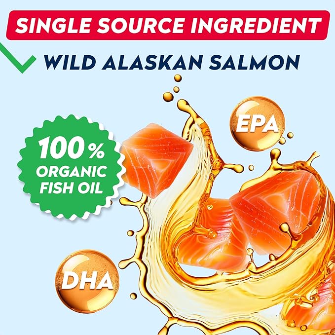 STRELLALAB Wild Alaskan Salmon Oil for Dogs - Natural Omega 3 for Dogs & Cats, Itch & Allergy Relief, Skin & Coat Support - Fish Oil Liquid, EPA+DHA Fatty Acids for Hip&Joint, Immune Health 32 OZ
