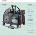 Katziela Pet Carrier - Airline Approved Dog Carrier - TSA Approved Pet Carrier for Small Dogs and Cats - Soft FAA Travel Airplane Dog Carrier Luggage (Black/Blue)