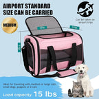 Cat Carriers Soft-Sided,Pet Carrier for Small Cats Dogs Puppies up to 1-15 LBS,TSA Airline Approved, (Medium,Pink)