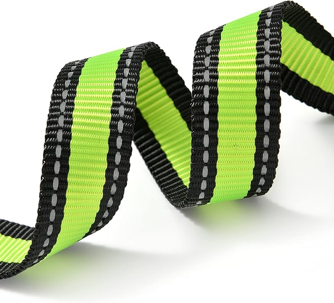 Mile High Life Dog Collar | Nylon Reflective Dog Collars | Light Weight Puppy Collars | Lime Green Dog Collars for Large Dogs (Lime Green, Large)