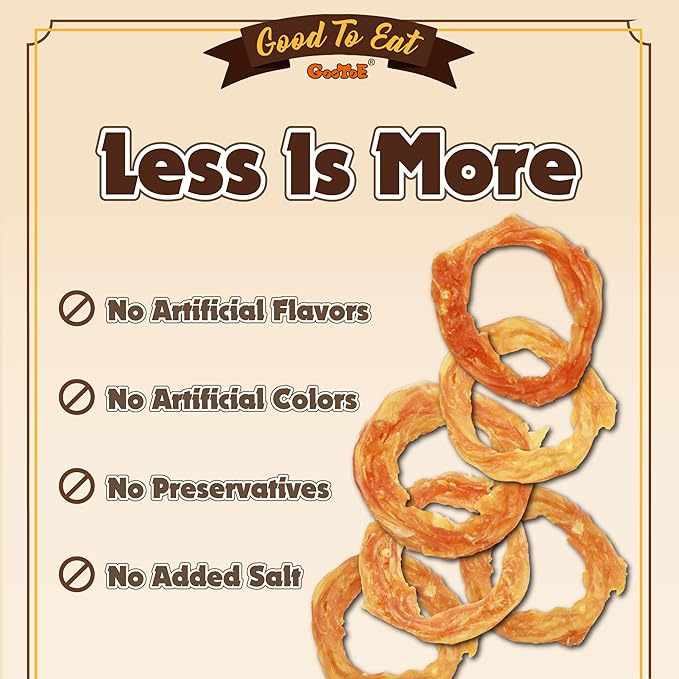 Gootoe Turkey Tendon Dog Treats, Ring (S) 1 lb, USA-Sourced Turkey Tendon, Natural Snack, Premium Puppy Chews, Hypoallergenic, Rawhide Free, Reseal Value Bag, Size for Small Dogs