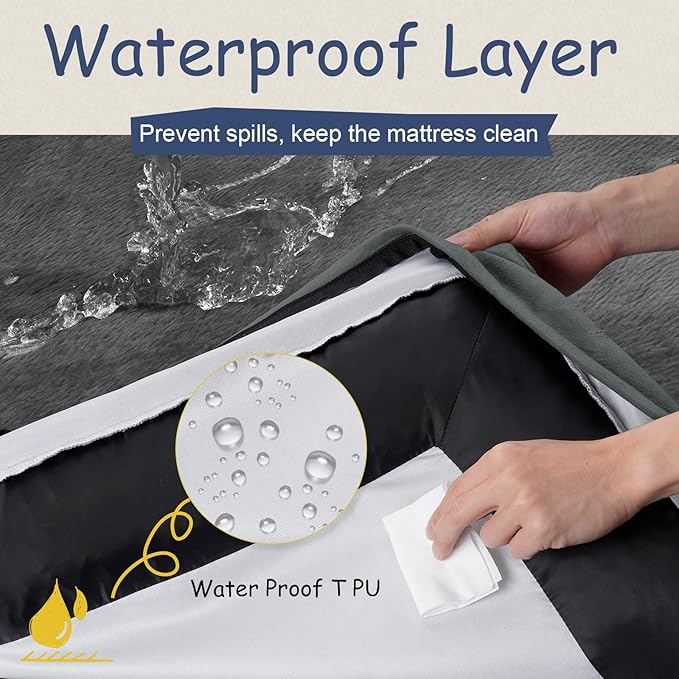 Orthopedic Dog Beds for Large Size Dogs, Waterproof Memory Foam Large Dog Bed with Bolster, Egg-Crate Foam Pet Couch Bed with Removable Washable Cover, Dark Grey