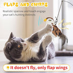 Cat Toys Flapping Bird, Lifelike Sparrow Chirp Tweet, Rechargeable Touch Activated Kitten Toy Interactive Exercise Toys for All Breeds Cat Kicker Catnip Toys, No Flying (Large 8.6 x 3.7)