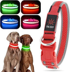 YFbrite Light up Dog Collar, USB Rechargeable LED Puppy Collar Super Bright Adjustable Glowing Dog Lights for Night Walking (Red, Small)