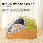 Jiupety Cat Beds for Indoor Cats, Cat Cave Bed and Kitten Bed, Hideway Cat House and Cat Tent with Anti-Slip Bottom, Washable Removable Cushion, M(16"x16"x13"), Green.
