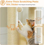 PETEPELA Cat Tree for Large Cats up to 30 lbs, 58" Heavy Duty Cat Tower with Reinforced Scratching Posts[ φ3.1”], Large Hammock, Spacious Condo & Top Perch, Sturdy Cat Furniture for Maine Coons, Beige