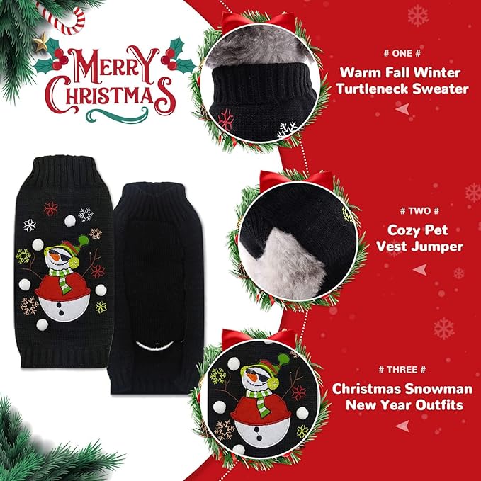 PETCARE Christmas Dog Sweaters Black Snowman Ugly Snow Xmas Puppy Costume Pet Holiday New Year Fall Winter Dog Clothes for Small Medium Large Dogs Cats Pullover Cat Sweaters Outfits