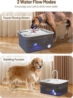 Kastty Dog Water Fountain for Large Dogs, 2.8Gal/10.5L Stainless Steel Cat Water Fountain, Super Quiet Smart Pet Water Fountain Automatic Dog Water Bowl Dispenser with LED Pump, Easy to Assemble Clean