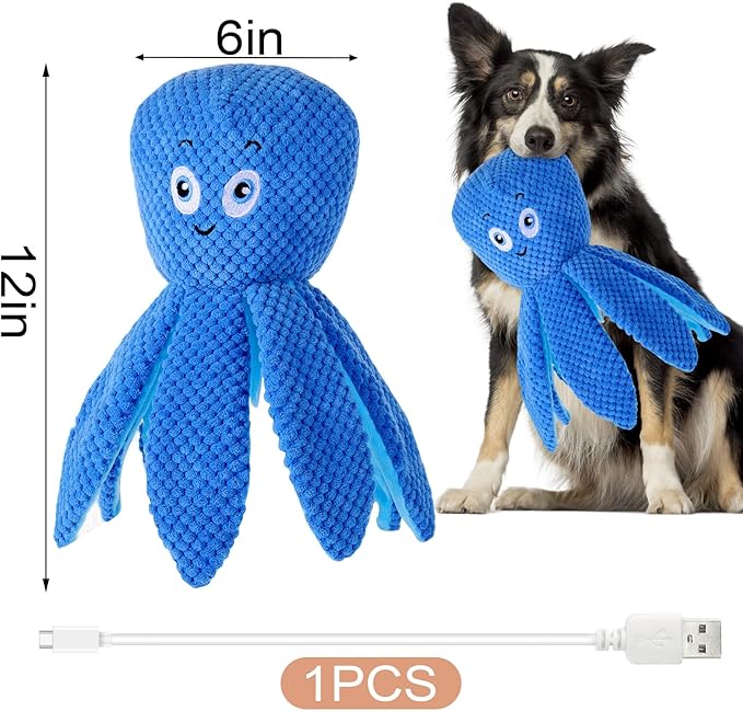 BABORUI Interactive Dog Toys Octopus, Jumping Squeaky Dog Toys with Recording and Music Modes, Rechargeable Moving Dog Chew Toys for Small/Medium/Large Dogs to Keep Them Busy
