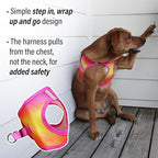 Doggie Design Dog Harness - No Choke Harness for Pets, Dog Vest, Mesh Polyester, Simple Step in and Go Design, Reflective Vest for Dogs - Raspberry Pink and Orange, 2X-Large