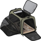 Petsfit Expandable Cat Carrier Dog Carrier, Soft-Sided Collapsible Portable Pet Carrier, 19x12x12, Green