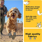 Hcpet Dog Shoes for Large Dogs, Breathable Dog Booties for Small Medium Dogs, Anti-Slip Dog Boots & Paw Protectors for Hot Pavement Winter Snow Hiking with Reflective Straps Army Green Size 7